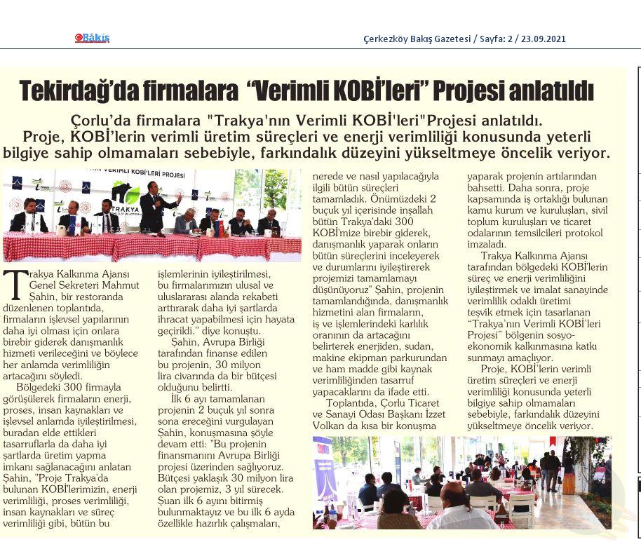 Trakya Verimlilik Platformu Kuruldu - ÇerkezköyBakışGazetesi