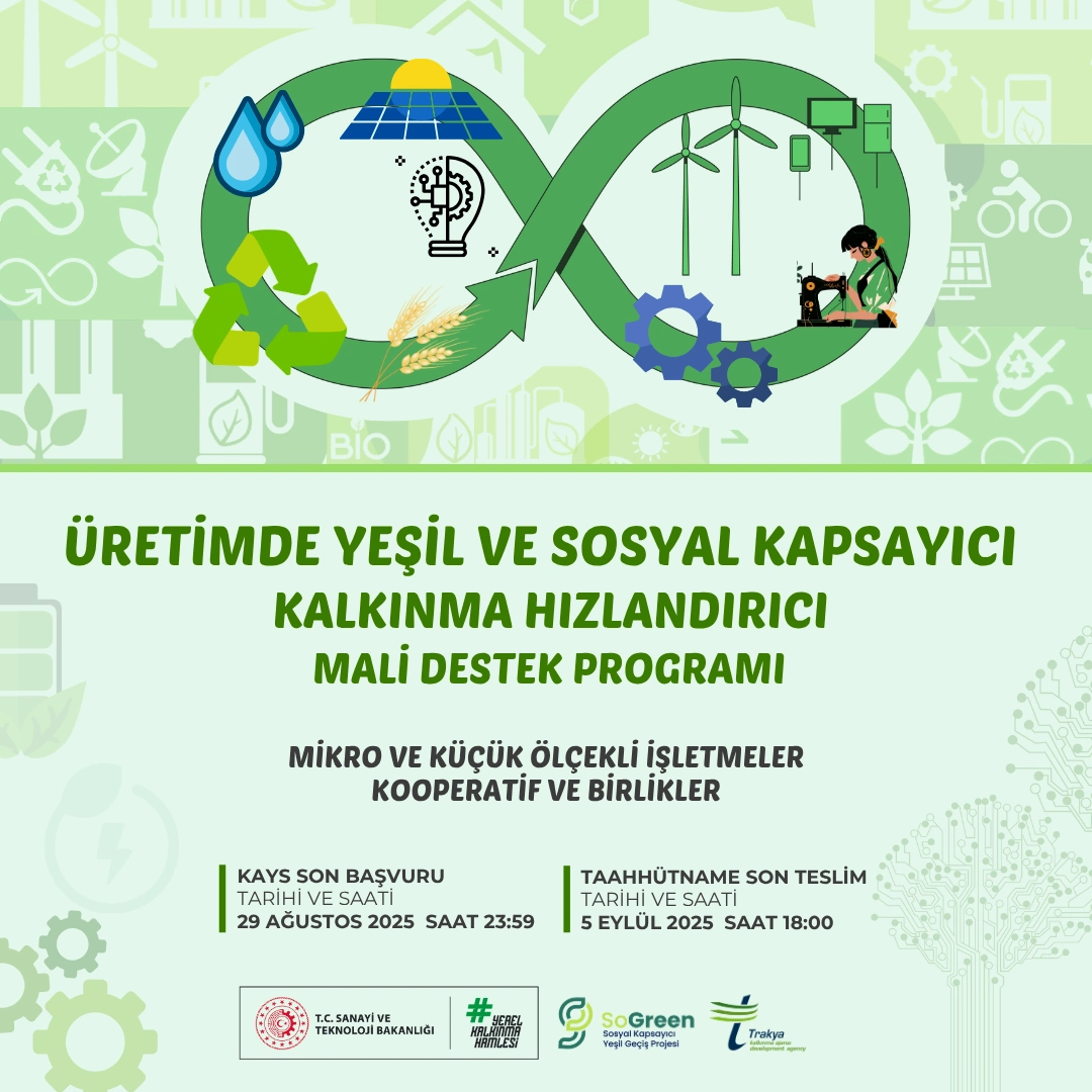 Üretimde Yeşil ve Sosyal Kapsayıcı Kalkınma Hızlandırıcı Mali Destek Programı İlan Edildi 